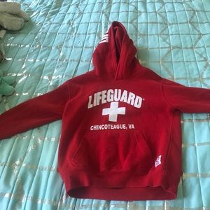 Red lifeguard sweatshirt